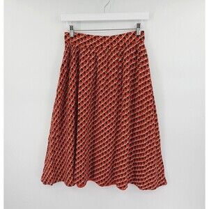 Comme Toi Skirt‎ Womens Small Orange Geo Print Fit & Flare Retro